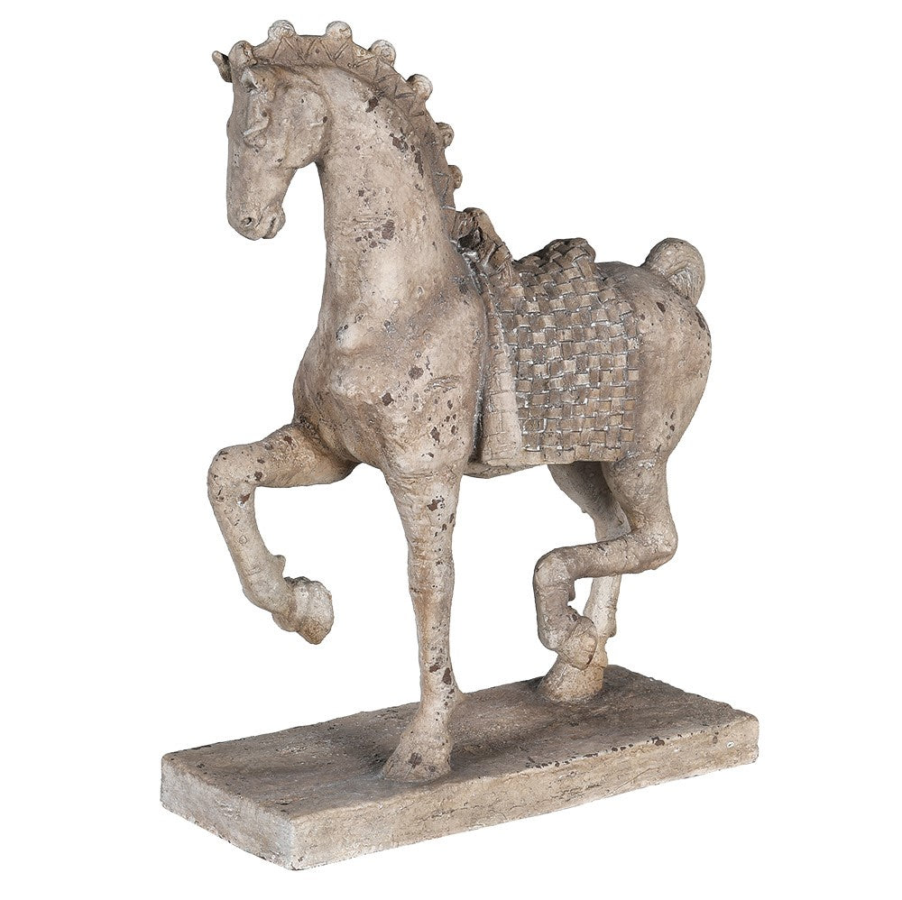 Rustic dancing horse ornament on stand                                        <br>Dimensions: H:330 W:250 D:100 mm                                           <br>Materials: Polyresin                                                                               <br>Delivery: 7-10 Working days